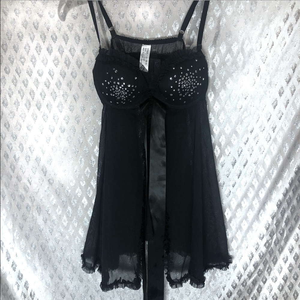 Sexy Black Jeweled Lace Lingerie